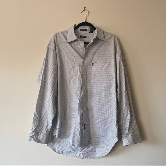 Gant Mens Blue Check Button Down Shirt Size Large Long sleeve - Picture 1 of 7